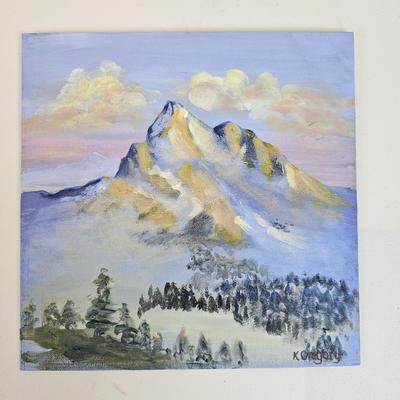 Lot #9 - Original K Gregory Mountain Landscape Painting Signed Oil Acrylic on Canvas
