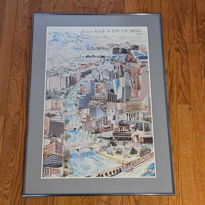 Denver Cityscape Art Print “Denver’s Loop & Link on Speer” Framed