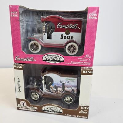 Lot #17 - Gearbox Coin Bank Trucks Campbell Soup & Remington Ford 1912 Lot