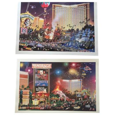 Alexander Chen Hand Signed Seriolithographs Las Vegas Strip Boulevard of Dreams and the Great Escape Set of 2