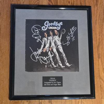 Cream “Goodbye” Autographed Album Cover Display Eric Clapton Jack Bruce Ginger Baker