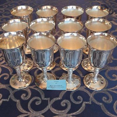 Set of 12 William Rogers Silverplate Goblets Stemware Wine Water Cups Vintage Barware