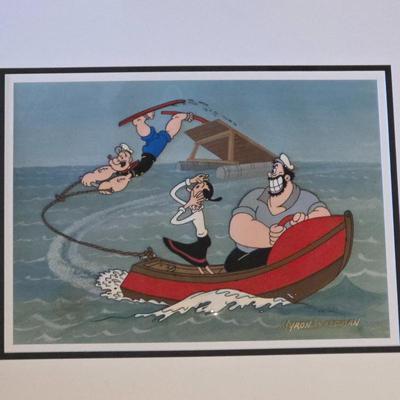 Popeye Animation Cel Signed Myron Waldman “Popeye Jumps for Olive” Framed
