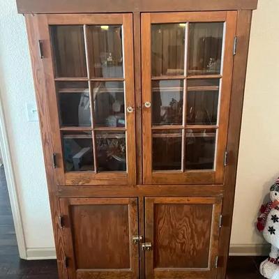 Wood Cabinet with Glass and Wood Doors