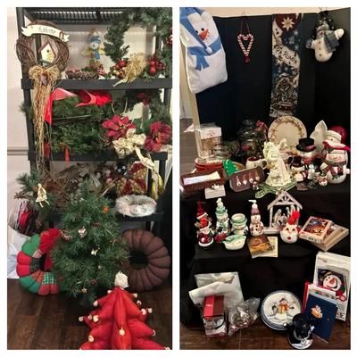 Christmas Décor Collection with Wreaths, Figurines & 3 Ft Christmas Tree