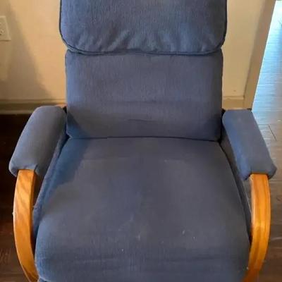 Vintage Blue Upholstered Reclining Armchair