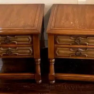 Hammary Rustic-Style Wooden End Tables, Pair