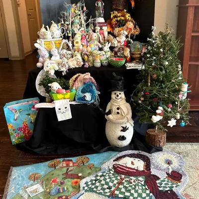 Seasonal Home Décor Collection Featuring Snowman, Lighted Christmas Tree & Thomas Kinkade Snow Globe