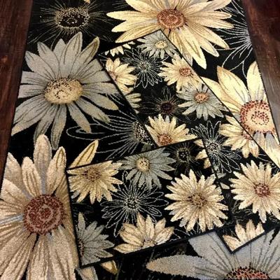 Set of 3 Floral Area Rugs, 59 x 79, 29 x 55 & 19 x 30 Inches