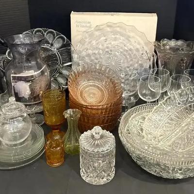 Cut Crystal-Style Glassware with Colored Glass Accents