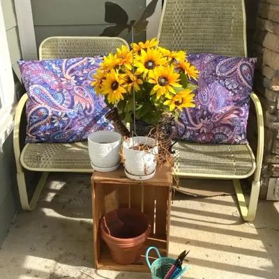 Lloyd Loom Outdoor Chairs with Wooden Side Table