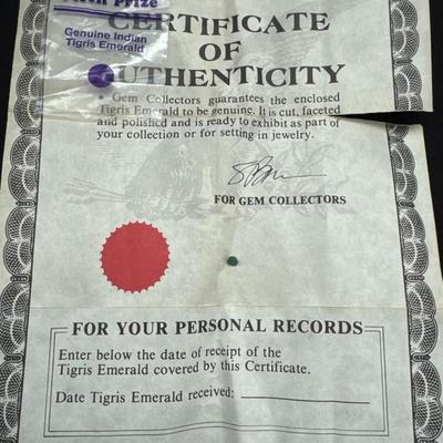 Lot 668 Genuine Indian Tigris Emerald with Certificate of Authenticity – Gem Collectors