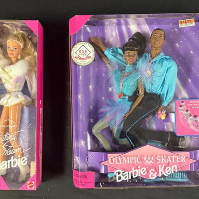 439: 1996–1997 Mattel Barbie Skating Dream & Olympic USA Skater Barbie & Ken Dolls – New in Boxes