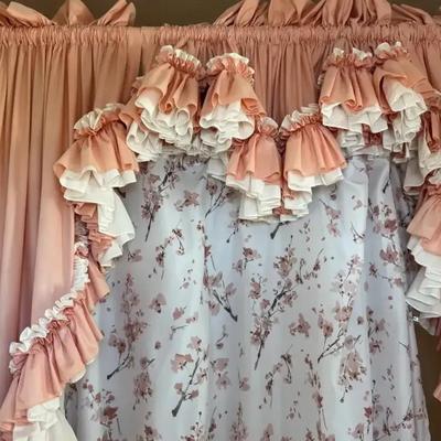 Lot 633:  Salmon Colored Bathroom Linens Including Shower Curtain And Window Curtain… Some New With 