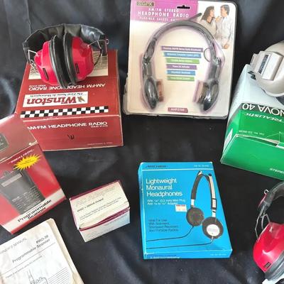 Lot 641:  Vintage Radio & Headphone Electronics Lot – Realistic PRO-39 Scanner, Headphone Radios & H