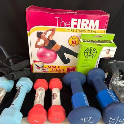 Lot 675:  Fitness & Workout Equipment Lot – Dumbbells, Resistance Bands, Jump Rope & Core Stability 