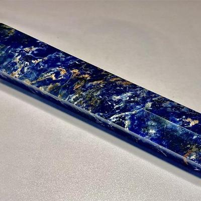 Large 8” Polished Sodalite Crystal Tower Point( Deep Blue with White & Gold)