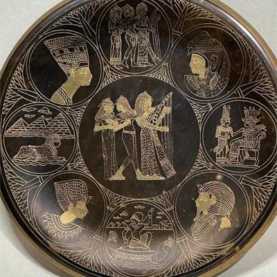 Vintage Egyptian Revival Brass Wall Plate