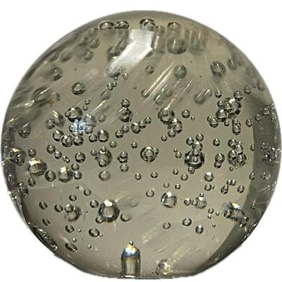 Vintage Clear Glass Controlled-Bubble Sphere Paperweight Decor