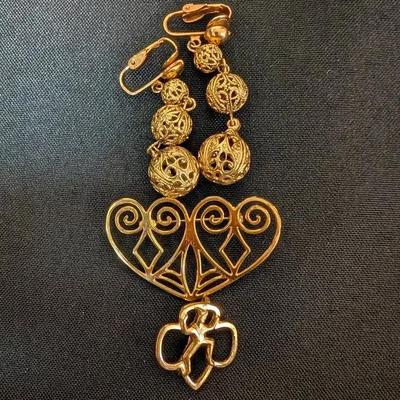 Vintage Girl Scout Pin & Drop Earrings 