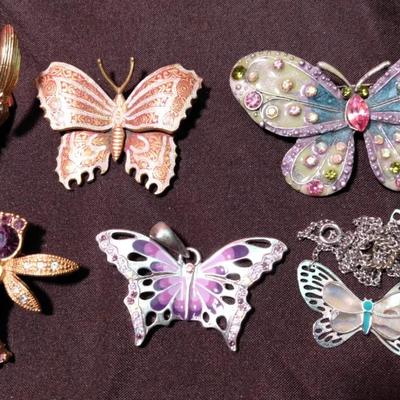 Butterflies, Dragonfly and Trembler Bumble Bee Pins