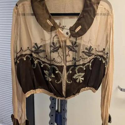 Sheer Embroidered Top-1940s Style 