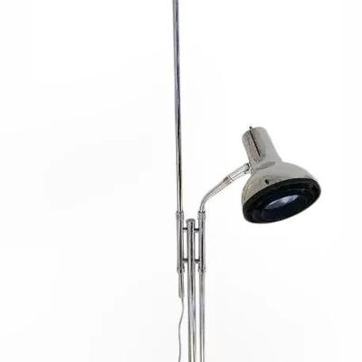 Mid Century Chrome Adjustable Dual Head Floor Lamp - 61"H