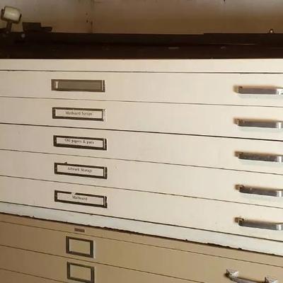 Painted 5 Drawer Flat File 53.5x40.5x17.5"