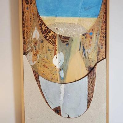 Joni Pienkowski Original Earthtone Abstract Mixed Media Painting On Wood