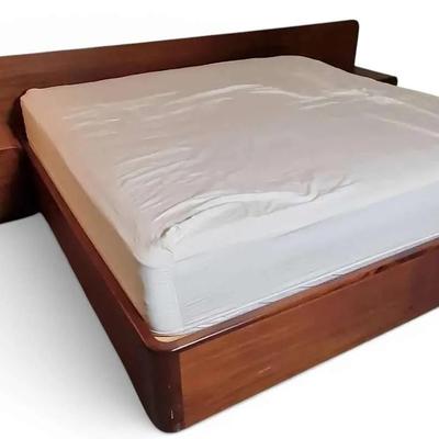 Modern Solid Wood King Bedframe with Inegrated Nightstands By Woodstock Contemporary