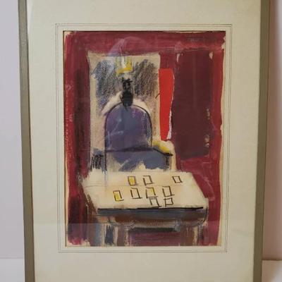 Rod MacKillop Original Mixed Media Abstract Still Life, 1967, Framed