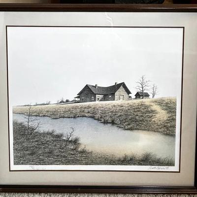 Butler Brown Signed Original Lithograph “The Old Georgia Farmhouse” 25x29, 1977 With COA