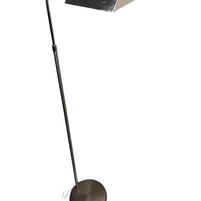 Mid-Century Chrome Reading Floor Lamp, Height Adjustable- 50"H Max