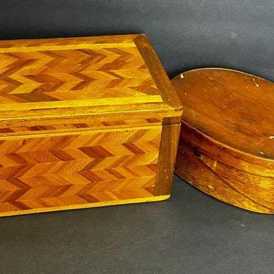 Vintage Hand Crafted Shaker & Parquetry Wooden Boxes 
