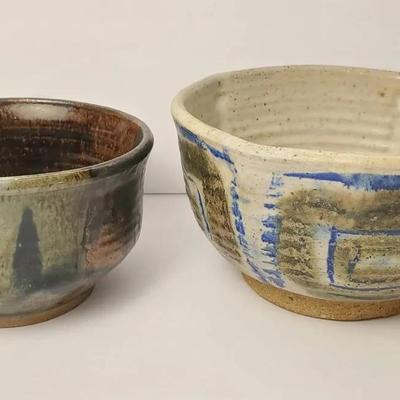 Handcrafted Asian Inspired Pottery Bowls - 6" & 7" Dia