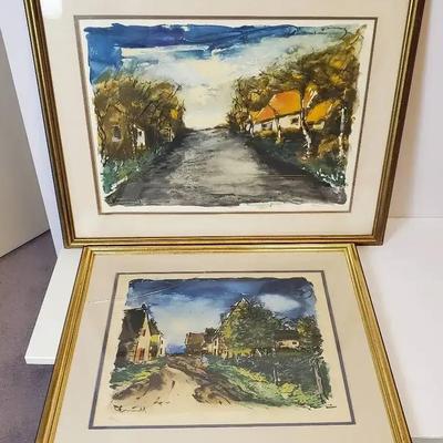 Maurice de Vlaminck Numbered Street Scene Lithographs (2), Framed