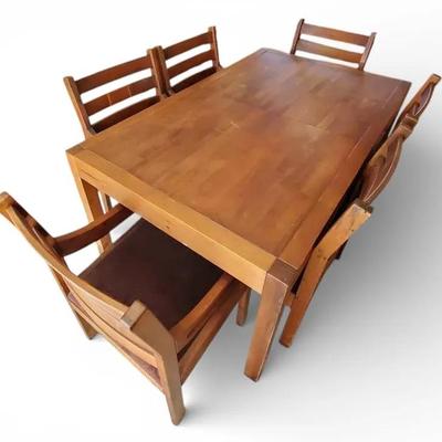 Pine Butcher Block Top Dining Table & Chairs 