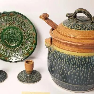 Art Pottery: Royce Yoder Tureen & Candlesticks; Belchor Tito Ubeda Spanish Pierced Plate