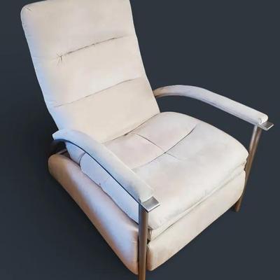 Ethan Allen Contemporary Microsuede & Chrome Recliner 