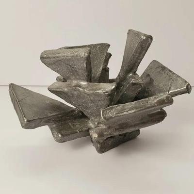 Small Brutalist Abstract Metal Sculpture - 5x4x4"