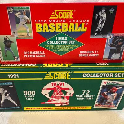 1991 and 1992 Score Baseball Collector Sets New In Factory Box