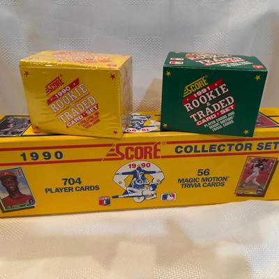 1990 Score Baseball Collector Set with 1990 Rookie Traded Set & 1991 Rookie Traded Set