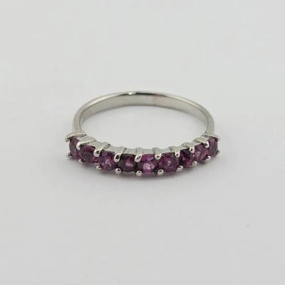 Natural Unheated Rhodolite Garnet Sterling Silver Ring 
