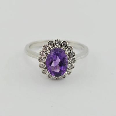 1.25ct Natural Unheated Amethyst Sterling Silver Ring 