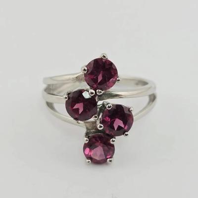 1.2ctw Natural Unheated Rhodolite Garnet Sterling Silver Ring 