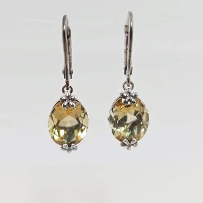4.8ctw Citrine Oval Cut Sterling Silver Leverback Earrings 