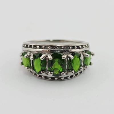 Natural Unheated Chrome Diopside Sterling Silver Ring 