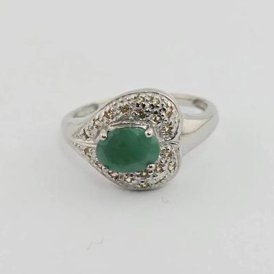 .5ct Natural Unheated Emerald Sterling Silver Ring 