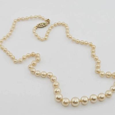 Gold Filled Faux Pearl Necklace 