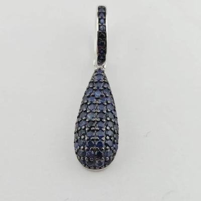 Natural Heated Sapphire Sterling Silver Pendant 